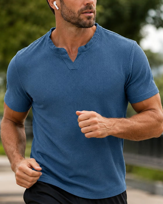 Herren Freizeit T-Shirt Mit Waffelstruktur