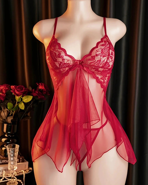 Sleepwear Spitze Mesh Spaghettiträger
