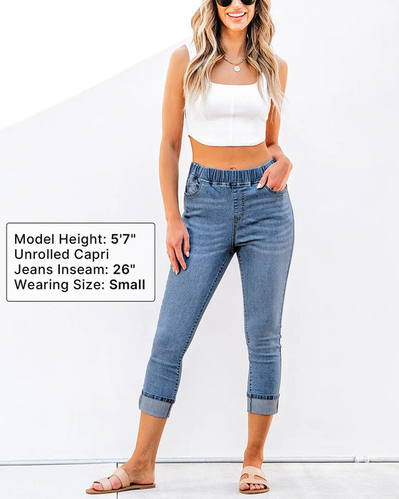 Jeans Elastische Taille Capri