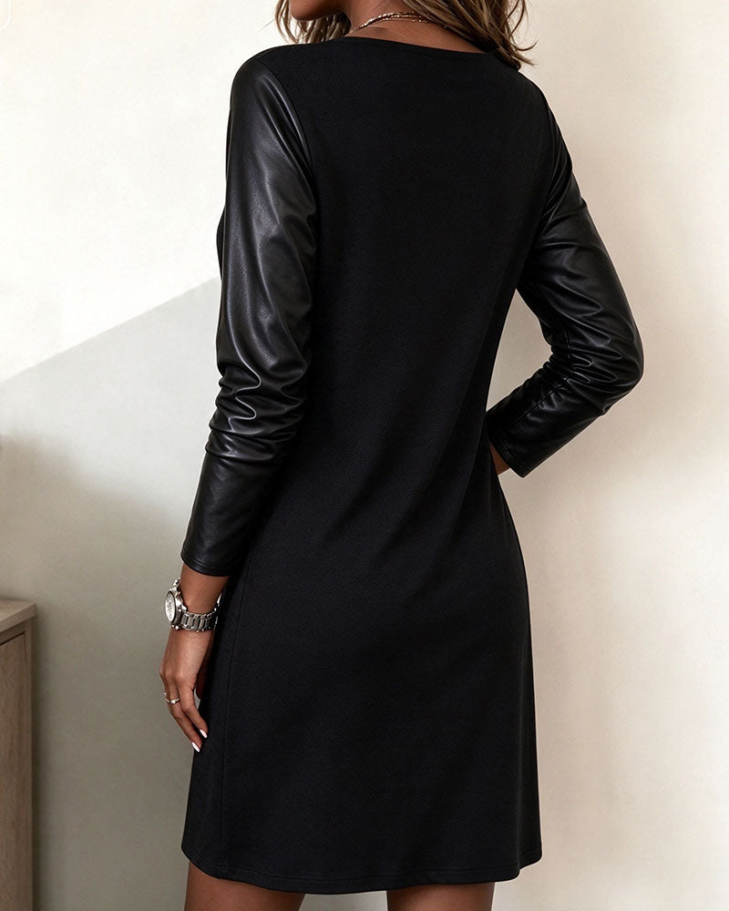 Kleid Gerade Swing Kragen Material Patchwork