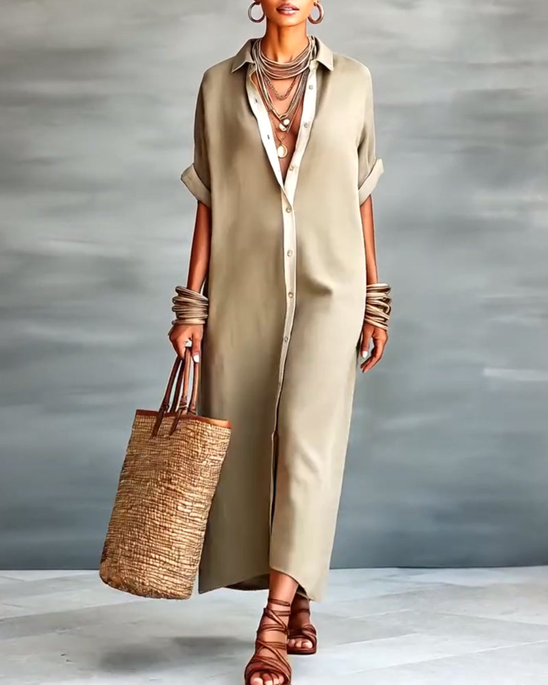 Hemdkleid eleganter Reverskragen drapiert