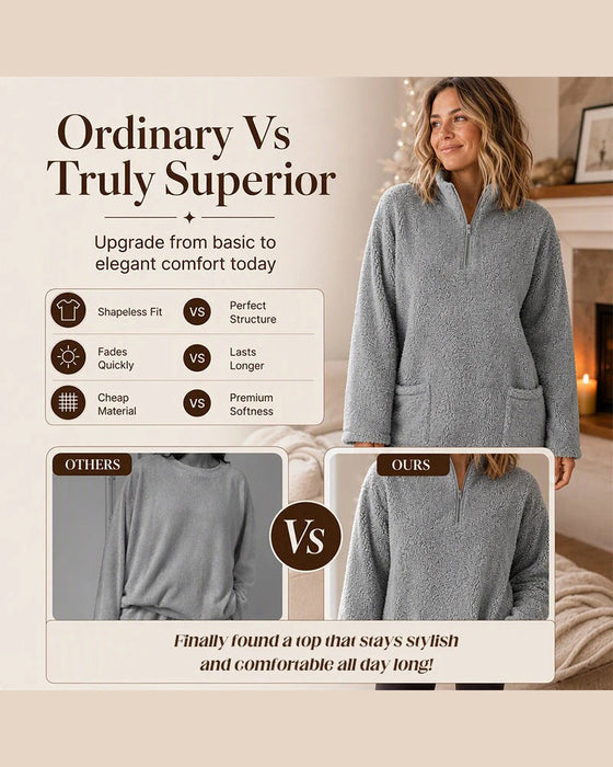 Sweatshirt Einfarbig Stehkragen