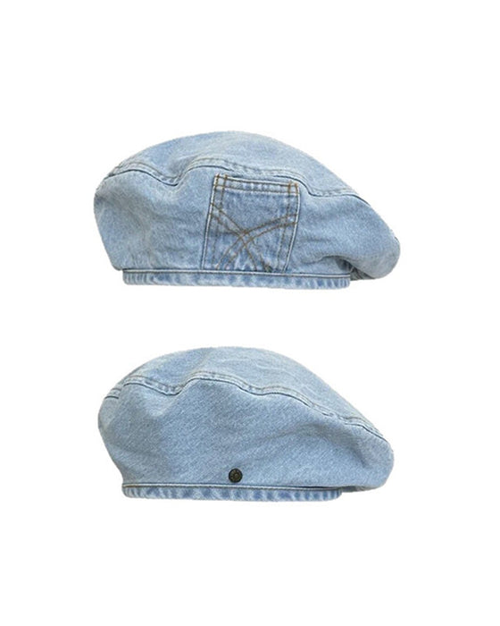 Baskenmütze Damen Vintage Denim
