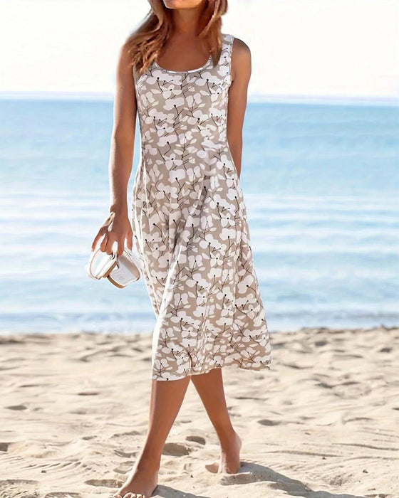 Kleid Ärmellos Blumenmuster