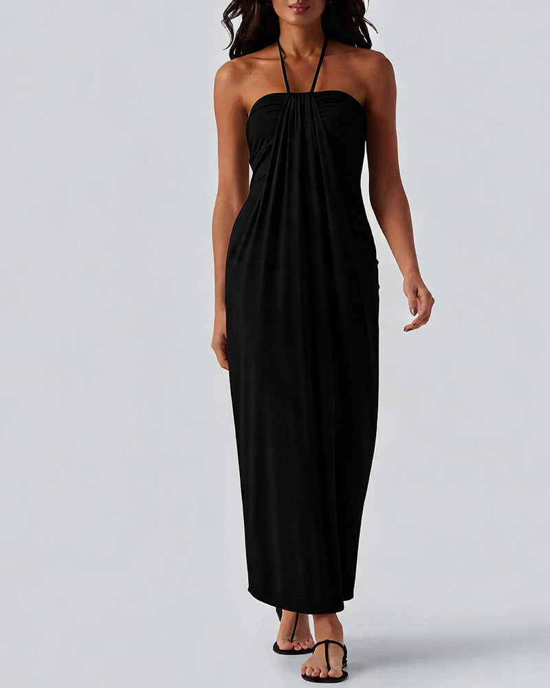 Kleider Halter Drapiert Lang