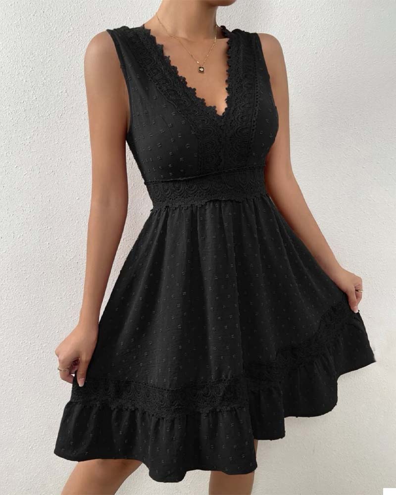 Kleid einfarbig Spitze rückenfrei