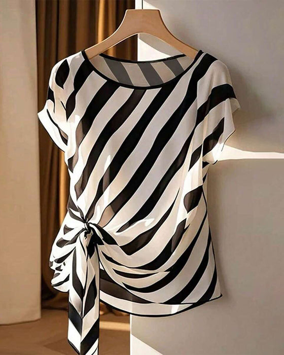 Bluse Gestreift Krawatte Elegant