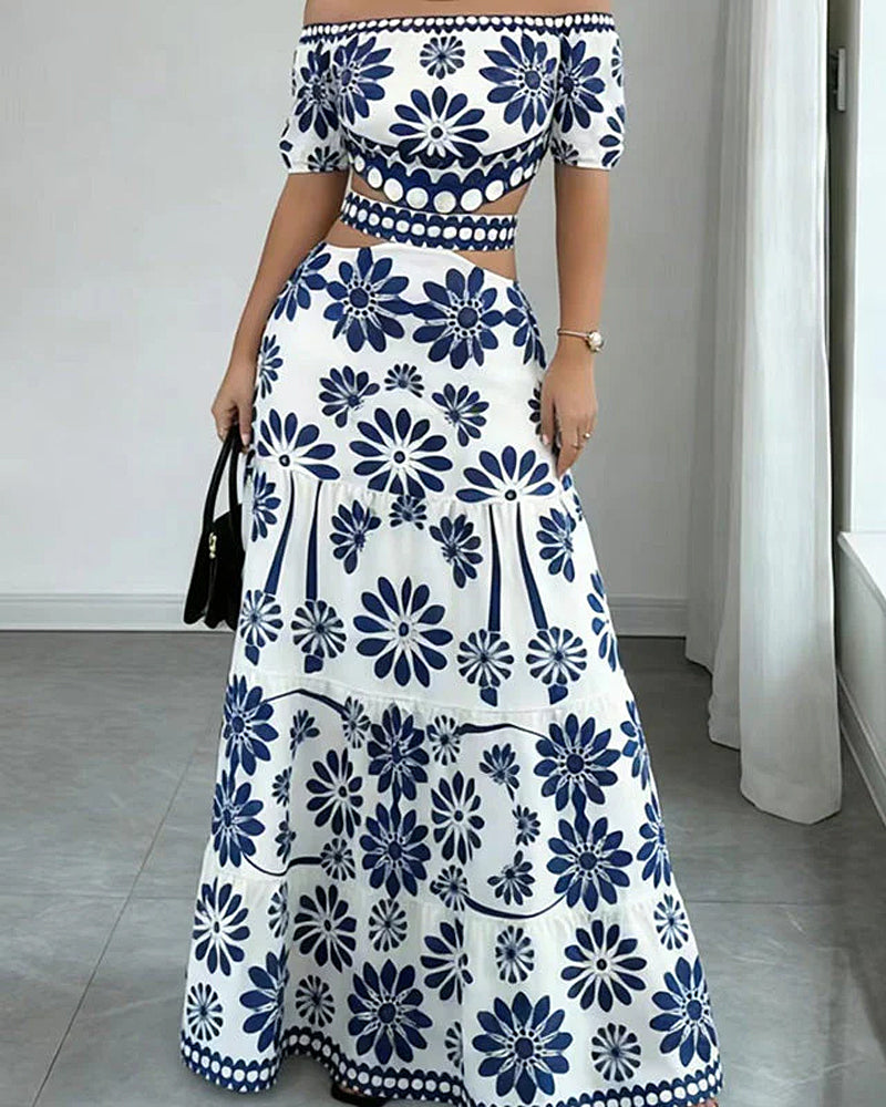 Kleid Off-Shoulder Blumig Ausschnitt
