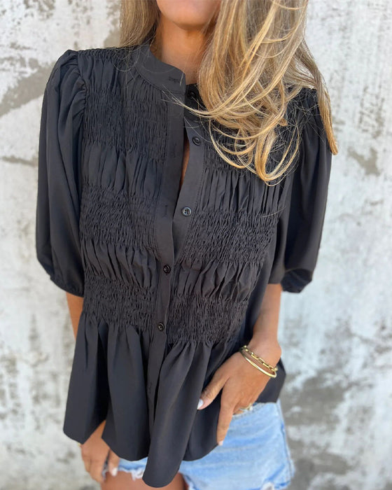 Bluse Casual Mode Kurzarm Einfarbig