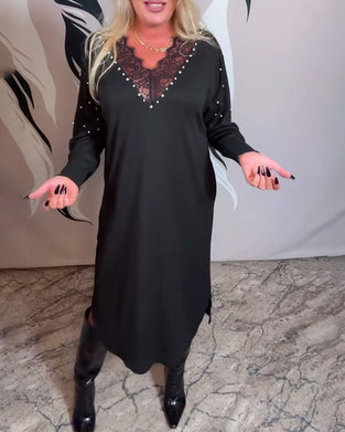 Kleid Spitze V-Ausschnitt Modisch