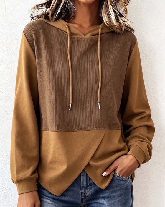 Hoodie Farbblock Mit Kapuze Asymmetrischer Saum