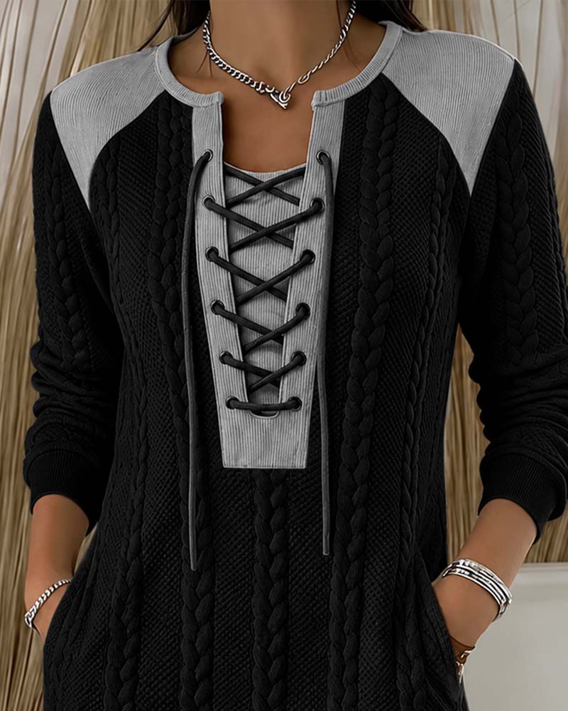 Kleid Binden Mode Farbblock