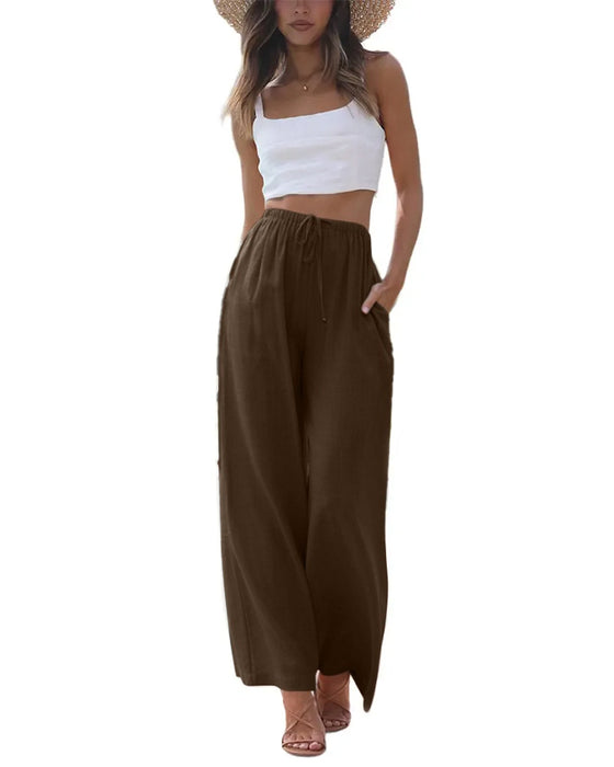 Hose Loose Fit Lässig Kordelzug Weit Bein
