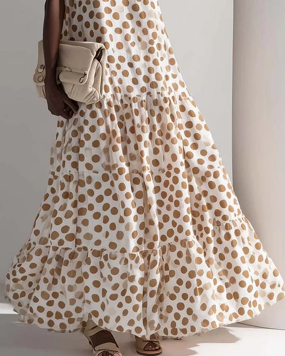 Kleid Rundhals Vintage Polka Dot Ärmellos