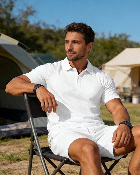 2-Teiliges Polo- Und Shorts-Set Für Herren Für Den Sommer