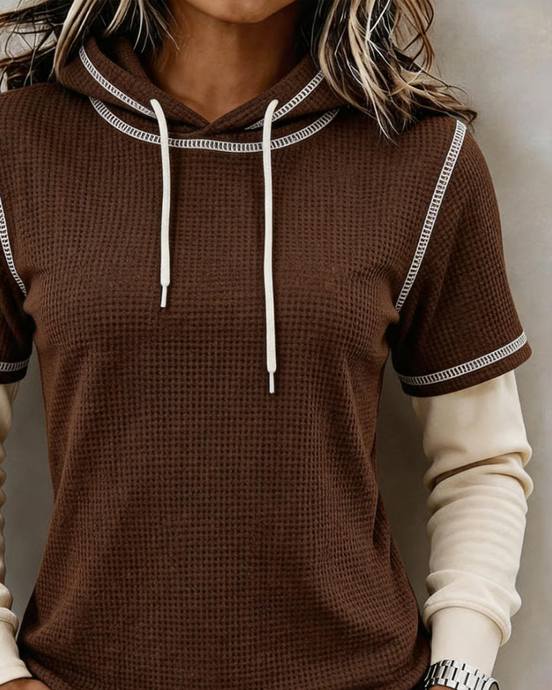 Hoodie Waffel Colorblock 2 In 1