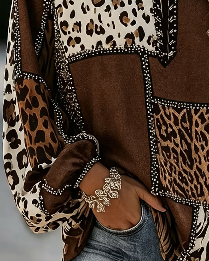 Bluse Leopard Farbblock