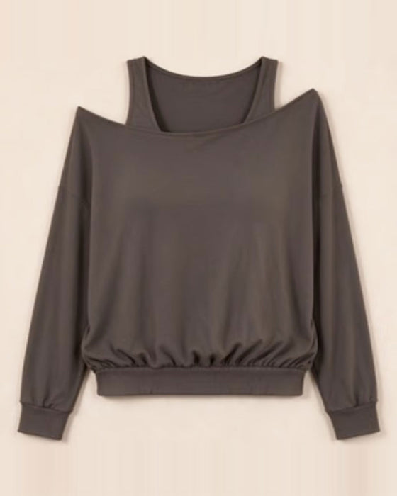 Oberteil Off-Shoulder Falsch Zweiteilig Langarm