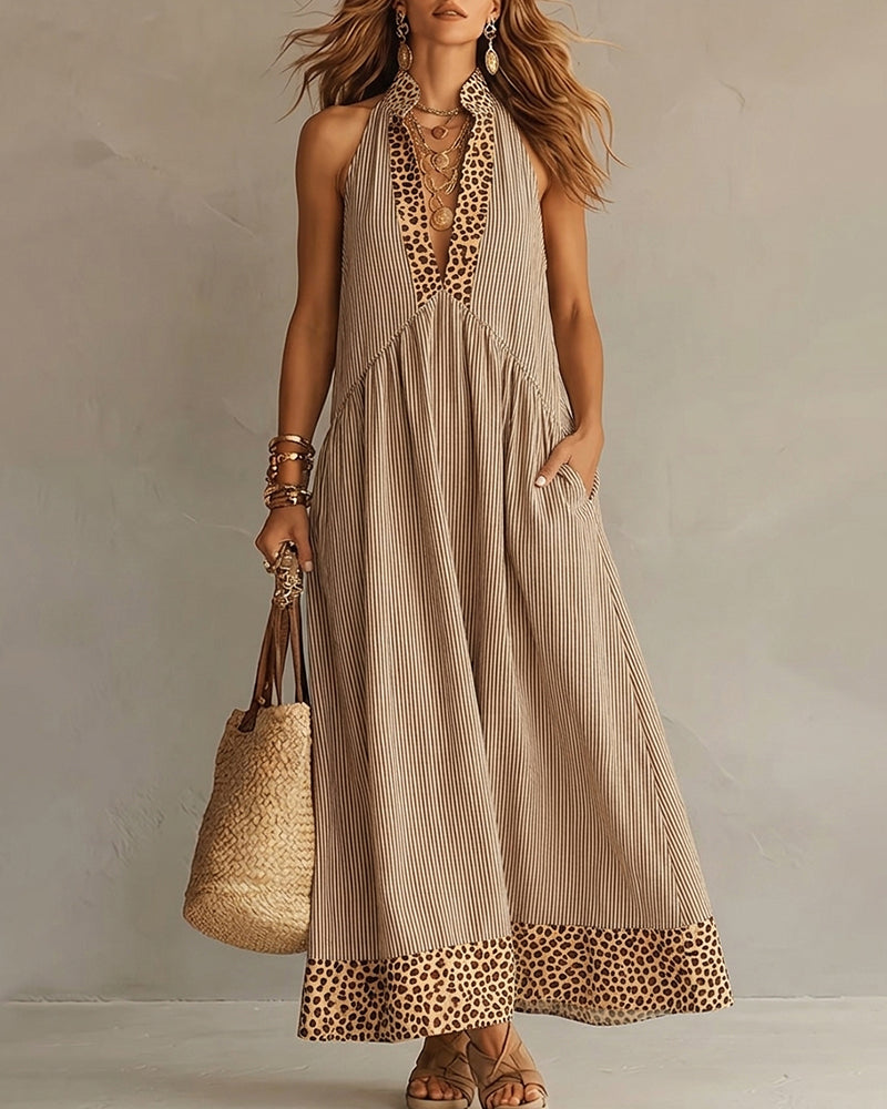 Kleid Ärmellos Leopardenmuster Maxi