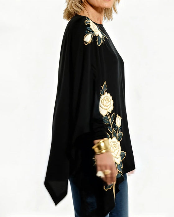 Top Vintage Rosenstickerei Stil gedruckt