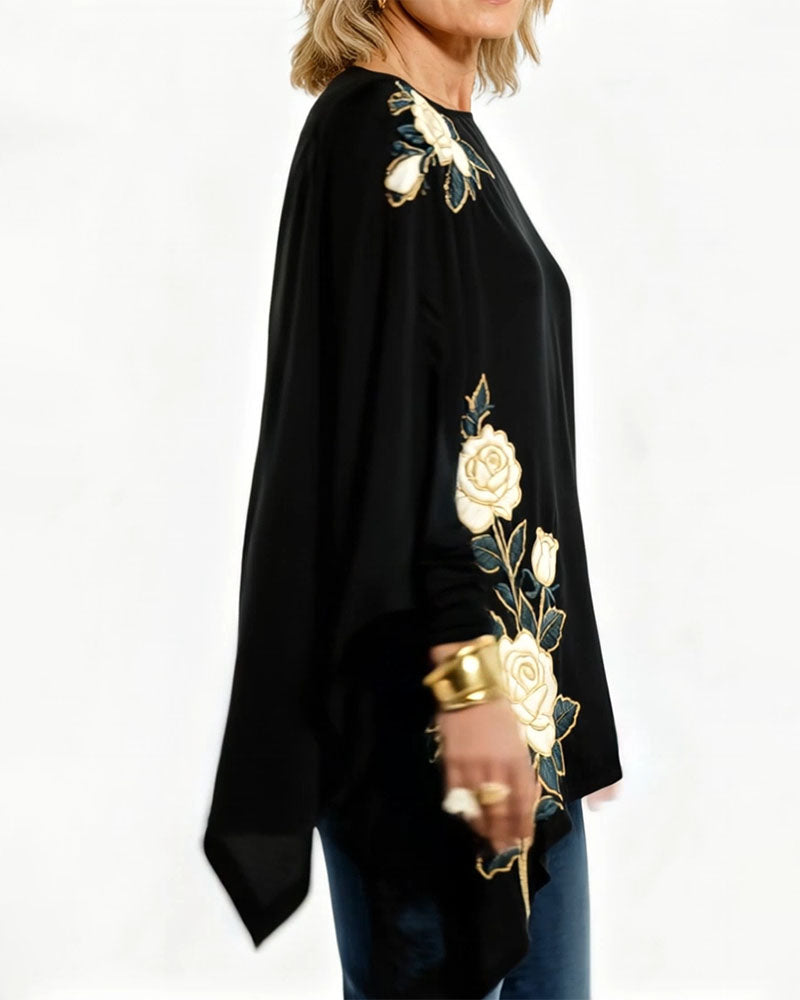 Top Vintage Rosenstickerei Stil gedruckt