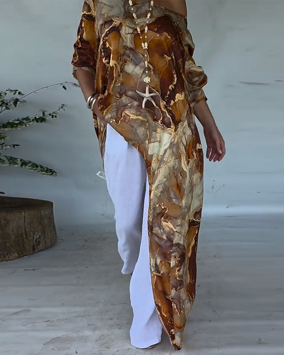 Bluse modisch Schlitz bedruckt