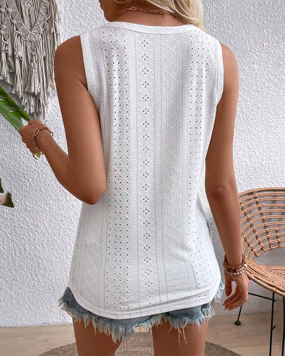 Tanktop Ärmellos Lochknopf