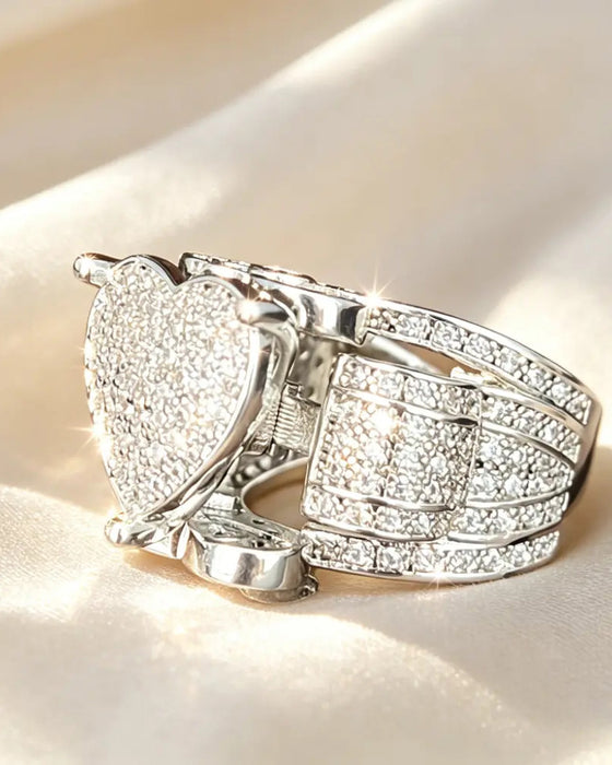 Pave Herzförmiges Ring-Set für Damen