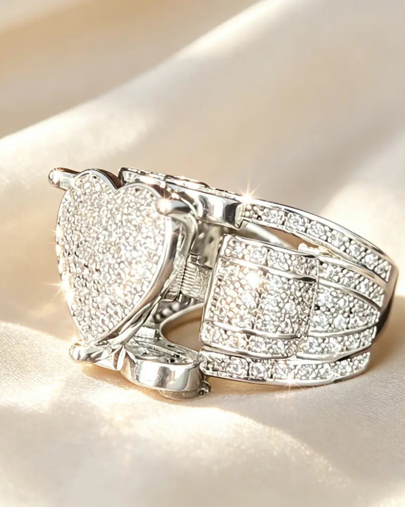 Pave Herzförmiges Ring-Set für Damen