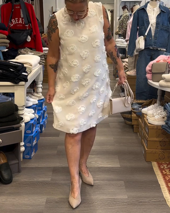 Kleid Temperament Ärmellos Dreidimensionale Blume Gerade