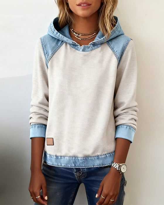 Kapuzen-Sweatshirt Mit Kontrast-Einsätzen