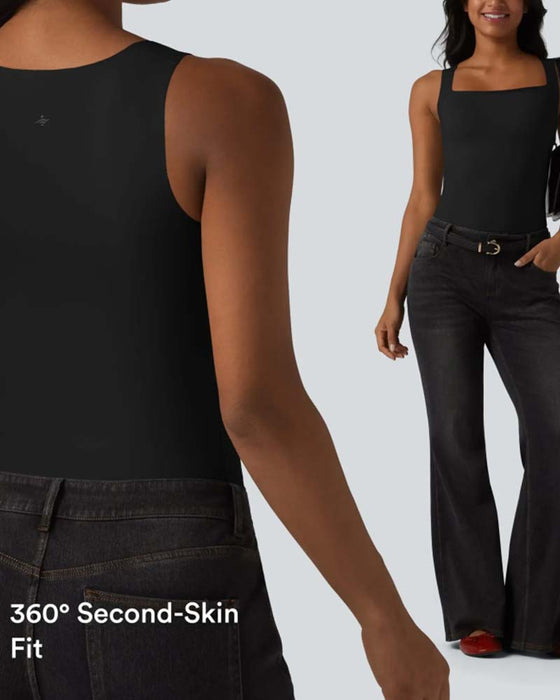 Tank Top Uni Farbe Viereckiger Ausschnitt Integrierter Bh
