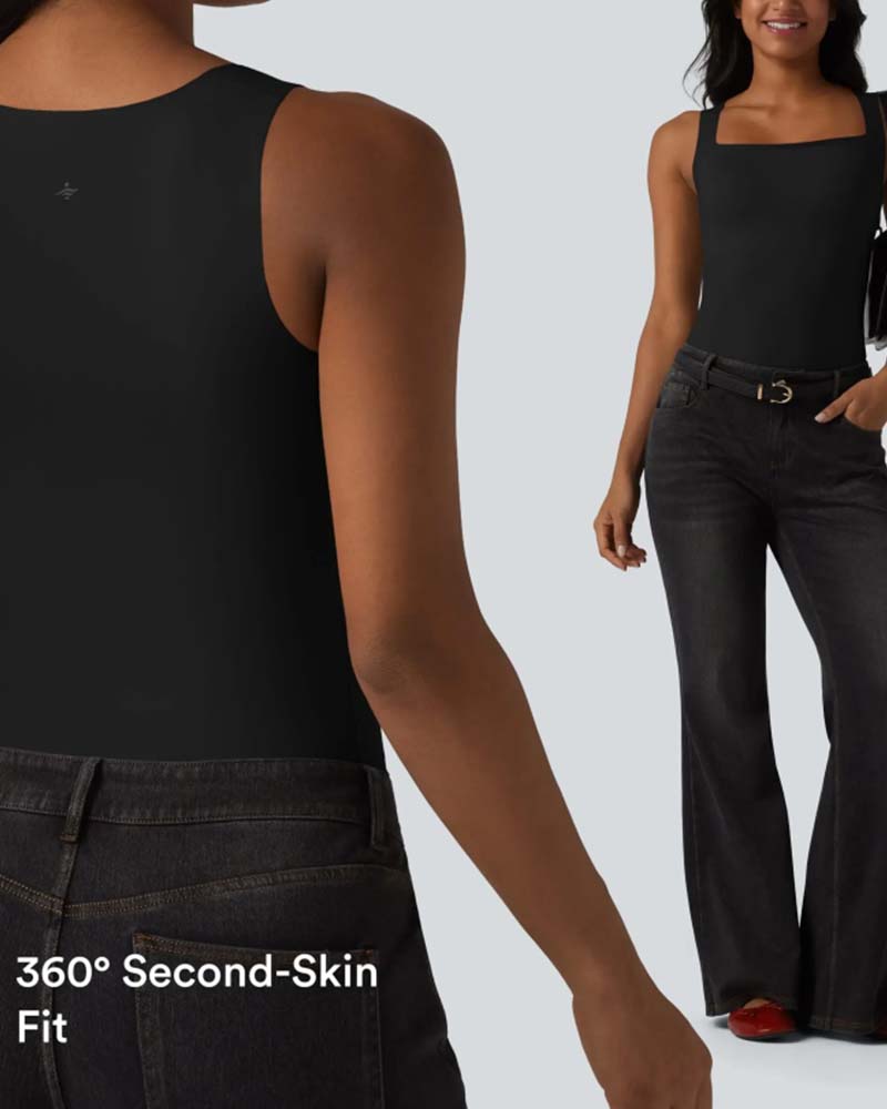 Tank Top Uni Farbe Viereckiger Ausschnitt Integrierter Bh