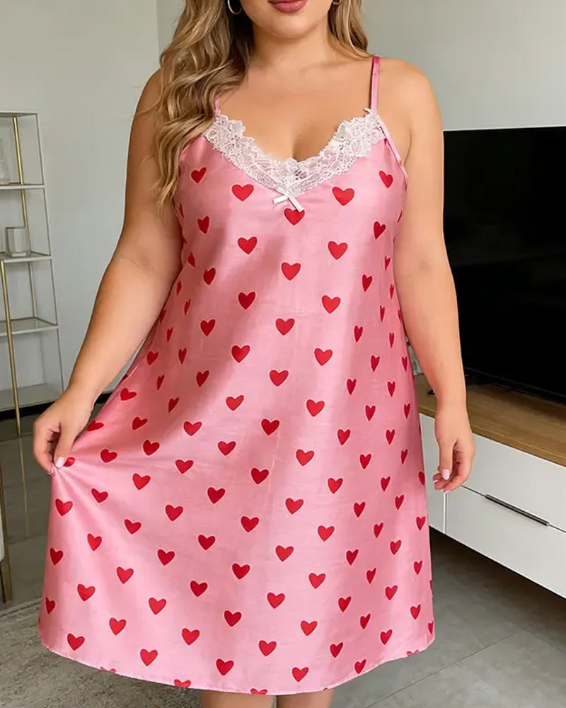 Schlafkleid Spaghettiträger Herz Spitze