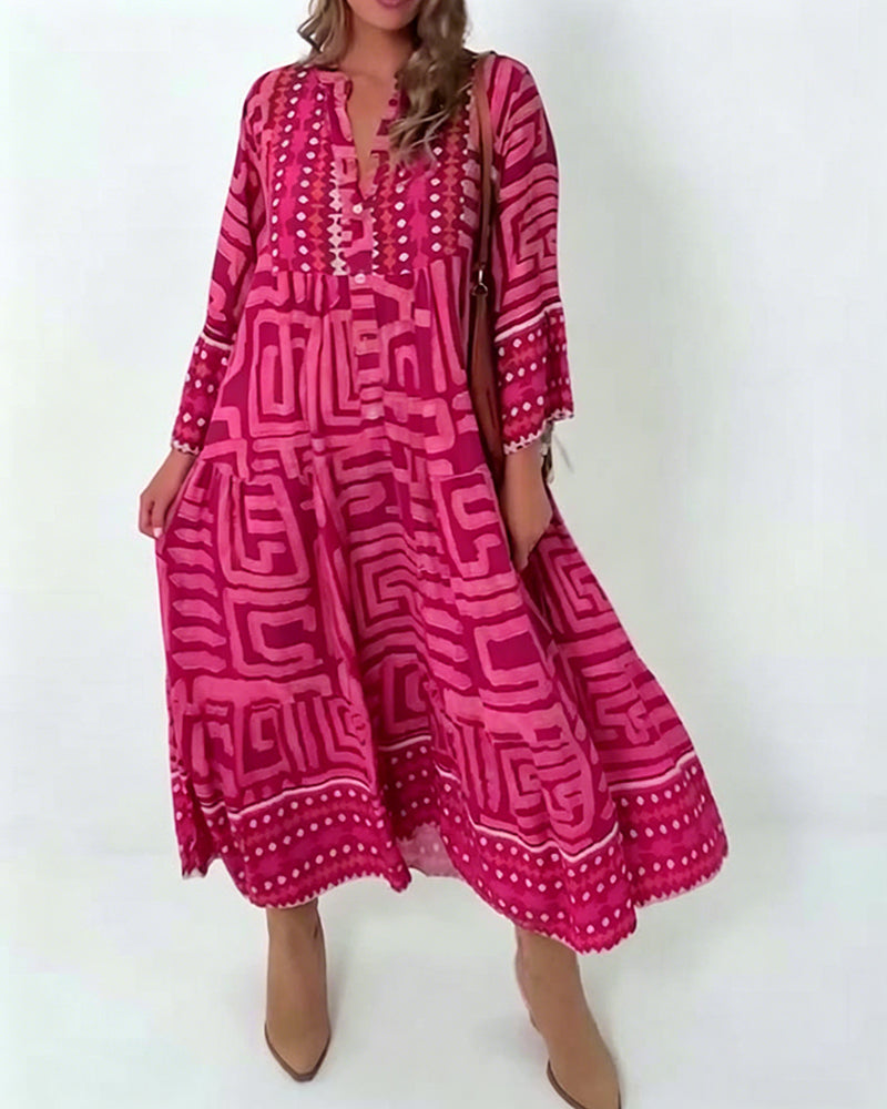 Kleid Etnisch Geometrischer Druck