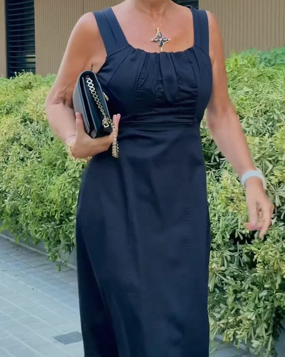 Kleid Quadratausschnitt Einfarbig