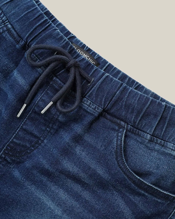 Shorts Elastische Taille Zerrissene Jeans