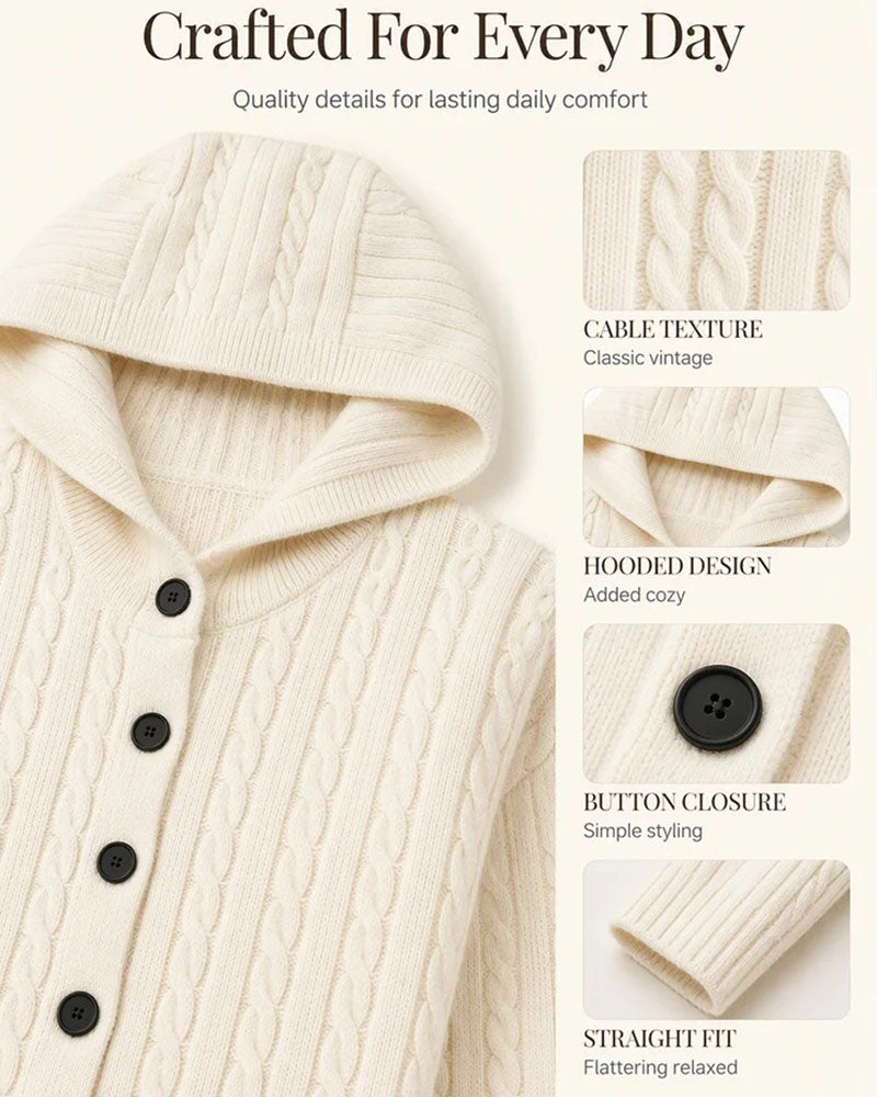 Cardigan Mit Kapuze Offen Vorne Gestrickt
