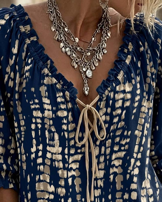 Bluse Bohemian Rüsche Bindung
