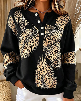 Sweatshirt Leopard Feder Print