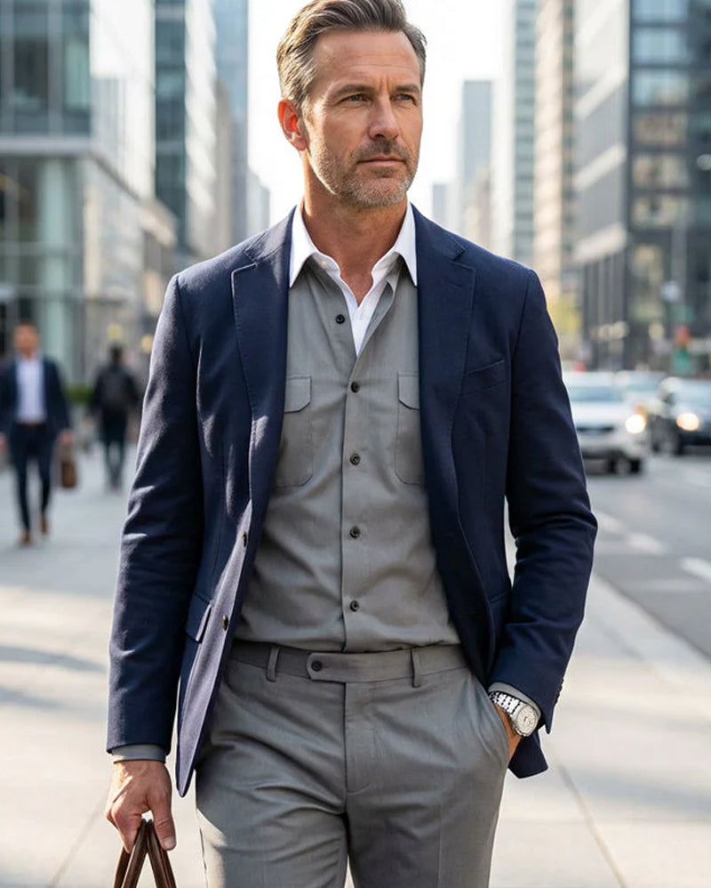 Herren 2-teiliger Unifarbener Spazieranzug - Locker geschnitten, knitterresistent, stilvoll