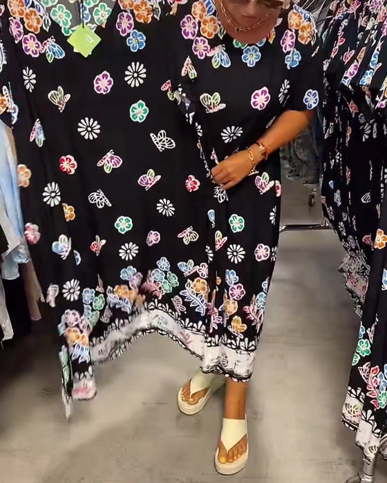 Kleid Oversize Bedruckt Locker