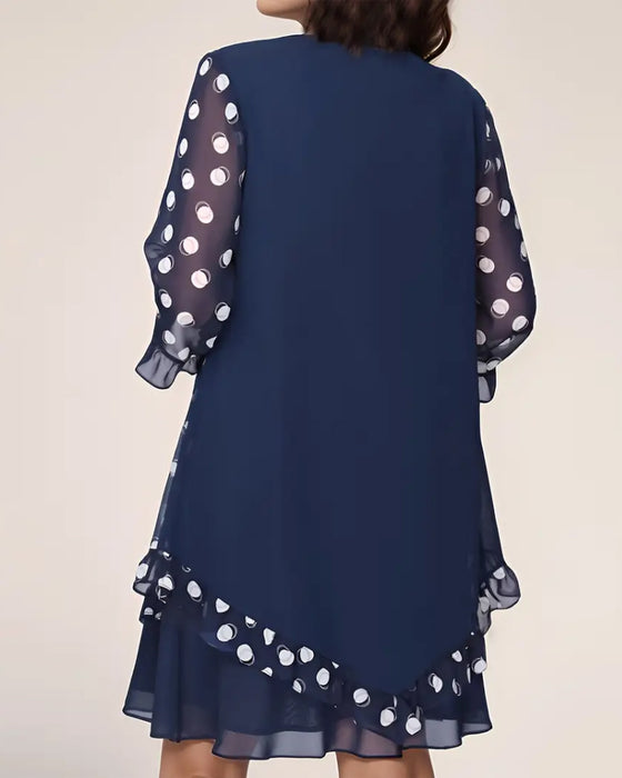 Kleid mit Patchwork im Punktmuster
