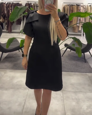 Kleid Blase kurzarm Rundhalsausschnitt