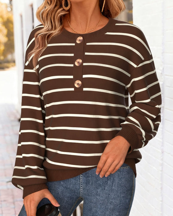 Gestreiftes Lockeres Ripp-Sweatshirt