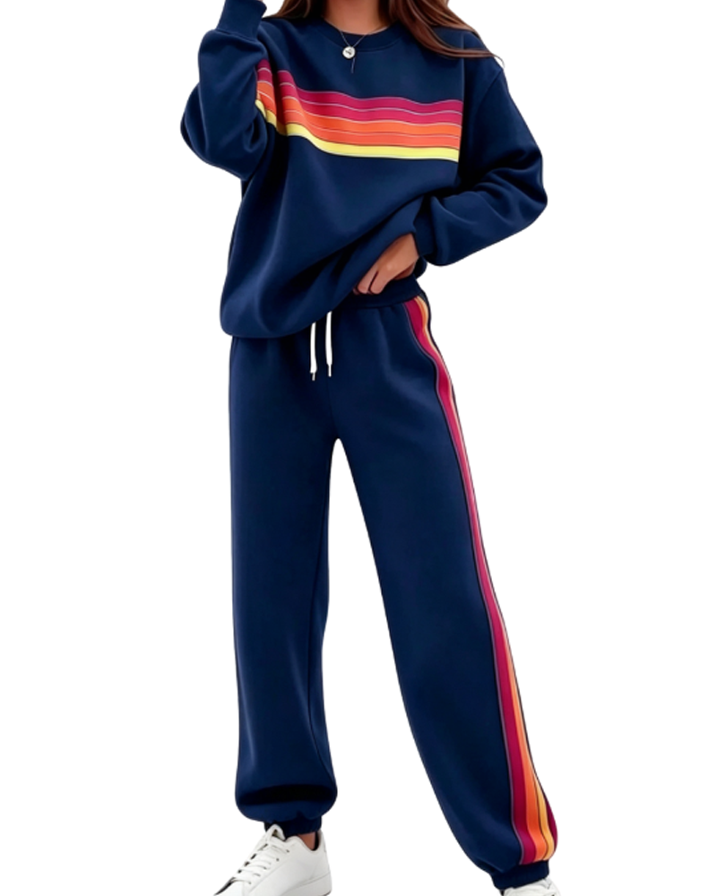 Set Bunt Gestreiftes Sweatshirt Und Jogginghose
