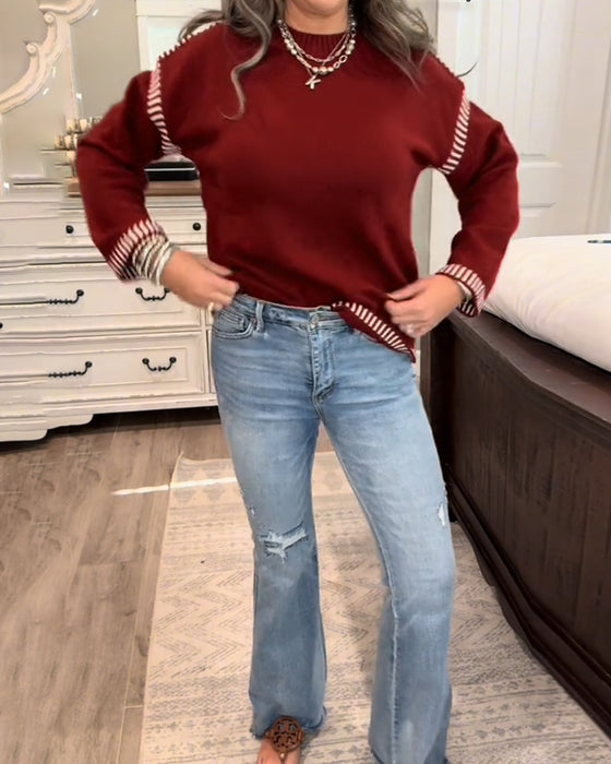 Pullover Kontrastfarben Drop Shoulder