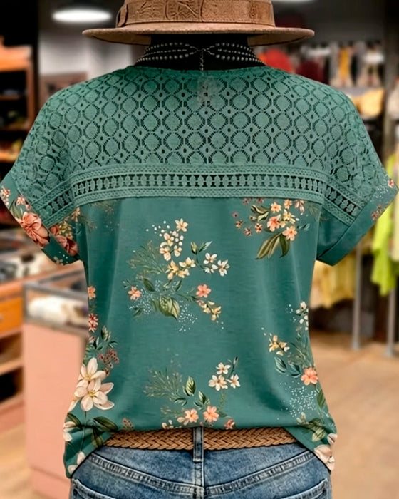 T-Shirt Cut-Out Patchwork Kurzarm