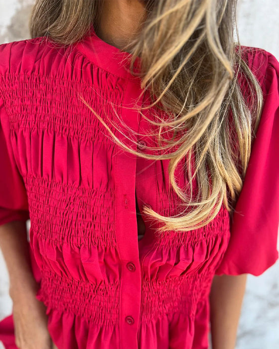 Bluse Casual Mode Kurzarm Einfarbig