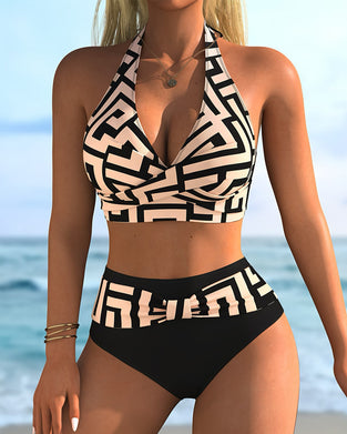 Bikini Urlaub Stil Halter Geometrisch